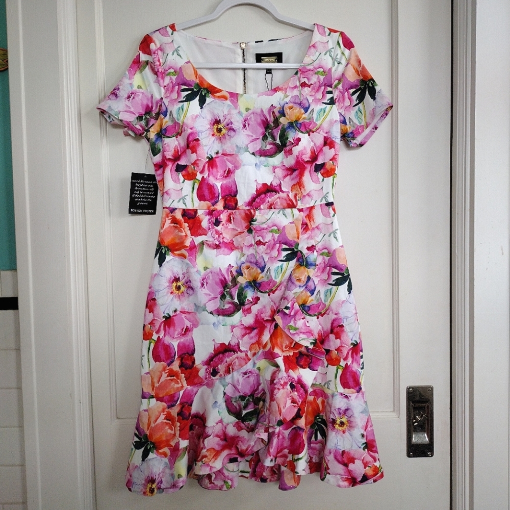NWT Alexia Admor Floral Asymmetrical Ruffle Dress in Women's size 2